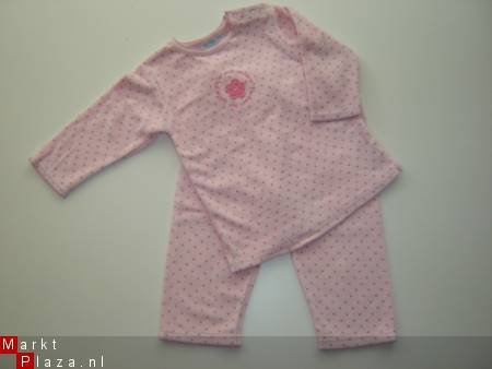 NIEUWE Badstof PYJAMA stippeltjes roze maat 74 of 80 - 3