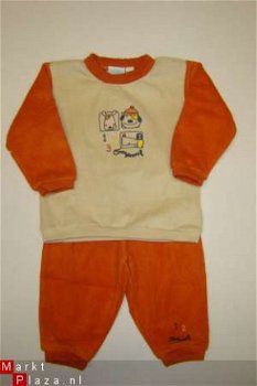 NIEUWE Badstof PYJAMA maat 74 - 80 of 86 Oranje/Zand - 1