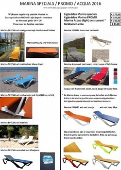 Wit kunststof Spaans ligbed / strandbed met oranje text - 4