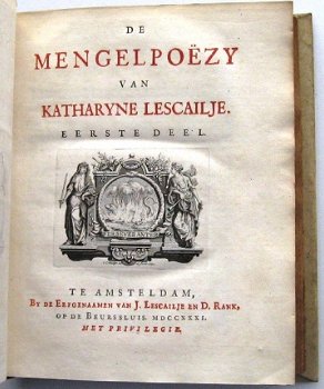De Mengelpoëzy van Katharyne Lescailje 1731 Driedelige set - 5