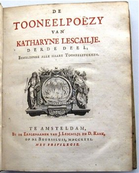 De Mengelpoëzy van Katharyne Lescailje 1731 Driedelige set - 7