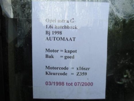 Opel Astra 1.6 8V automaat 1998 Onderdelen en Plaatwerk - 7