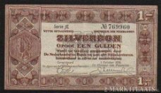 Zilverbon 1 gulden uit 1938, serie JE nummer 769960