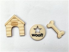 3 wood pieces - thema Hond