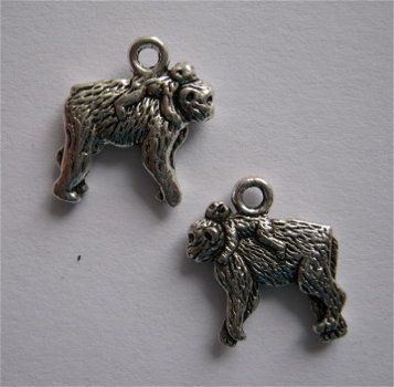 bedeltje/charm dieren : aap met jong - 13x9 mm - 1