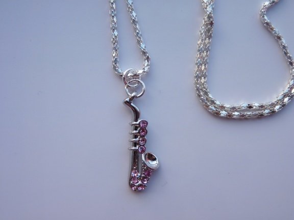 Ketting Muziek - saxofoon (met strass) - Afbeelding 2