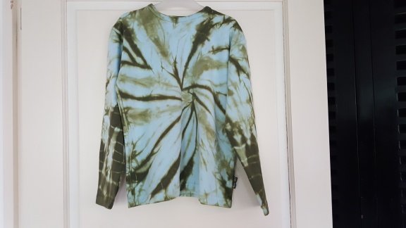 Tom Du licht blauwe longsleeve met groene print maat 128/134 nieuwstaat - 1