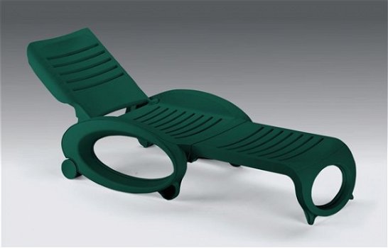 Kunststof opklapbaar ligbed / lounge stoel Olè groen. - 1