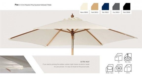 Parasol Piza 2.5 rond, div. kleuren - 1