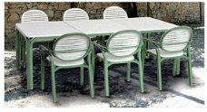 Lauro tafel, vaste maat, wit met groenl