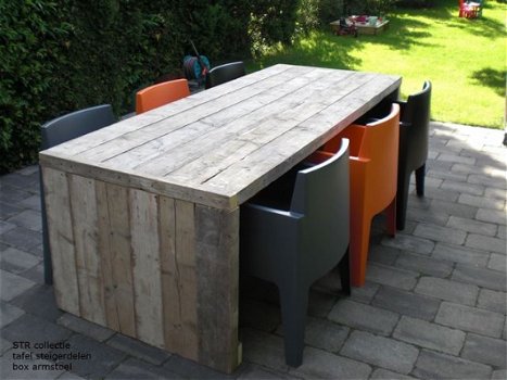 Tafels steigerhout / steigerbalken op maat incl stoelen - 5