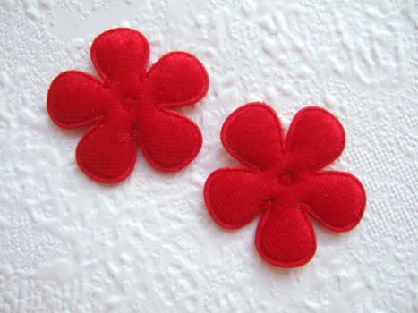 Fluweel bloem ~ 3,5 cm ~ Rood - 1