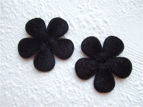 Fluweel bloem ~ 3,5 cm ~ Zwart - 0