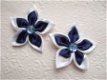 LAATSTE!!! Grote dubbele satijnen ster bloem ~ 5 cm ~ Marine/wit - 2 - Thumbnail