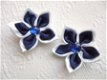 LAATSTE!!! Grote dubbele satijnen ster bloem ~ 5 cm ~ Marine/wit - 3 - Thumbnail