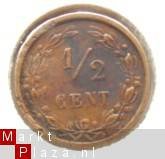 Schaarse halve cent Willem III 1886 - 1