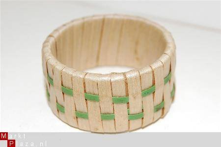 Serviette Ring uit hout met Riet omvlochten - 1