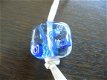 Aquarium donkerblauwe glas hanger met wit suede koord NIEUW. - 4 - Thumbnail