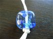 Aquarium donkerblauwe glas hanger met wit suede koord NIEUW. - 5 - Thumbnail