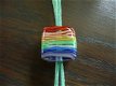 Ketting vrolijke regenboog glasbeads met suede koord NIEUW. - 4 - Thumbnail