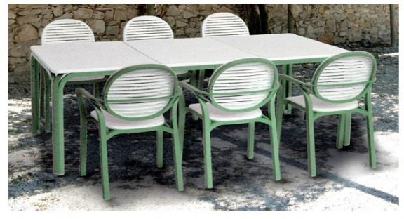 Lauro tafel, vaste maat, wit met groenl - 1