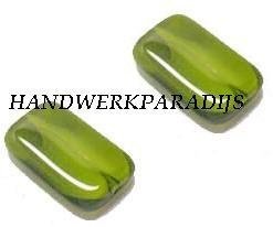 Glass Kraal Plat Groen 19 x 12mm - 1