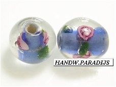 Lampwork Glass Beads 10mm Blue Per Stuk