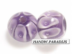 Lampwork Glas Bead 10mm Purple Per Stuk - 1