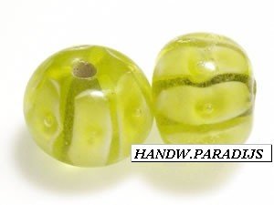 Lampwork Glas Bead 10mm Lime Per Stuk - 1