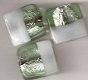 Glas Kraal Foiled Opal Silver/Green 9 x 9mm - 1 - Thumbnail