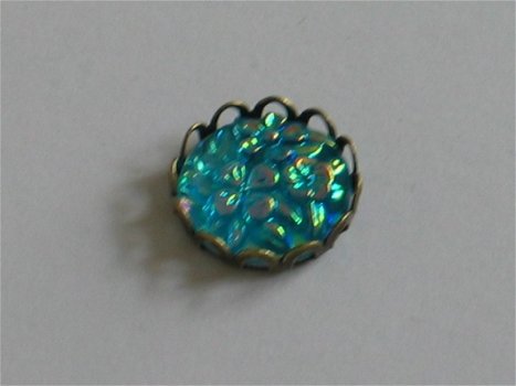 5 resin round flower blue, 12 mm - 3