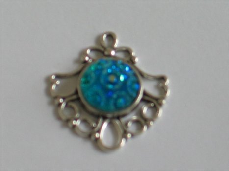 5 resin round flower blue, 12 mm - 6