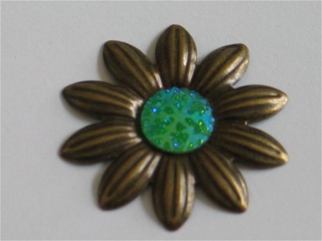 5 resin round snowflake green, 12 mm - 4