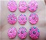 5 resin round stone pink, 12 mm - 1 - Thumbnail