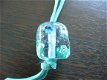 Ketting met glashanger aquarium blauw groen suede koord NIEU - 4 - Thumbnail