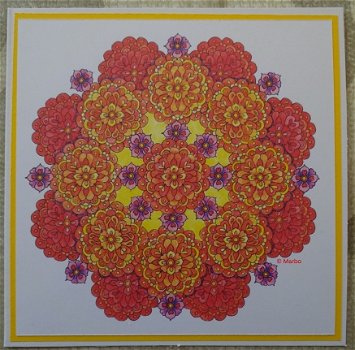 KLEURkaart 02: Mandala Rood oranje geel - 1