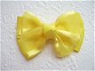 Grote grosgrain met organza strik ~ 6 cm ~ Geel - 1 - Thumbnail