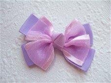 Grote grosgrain met organza strik ~ 6 cm ~ Licht paars