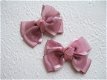 Grote grosgrain met organza strik ~ 6 cm ~ Oud roze - 2 - Thumbnail