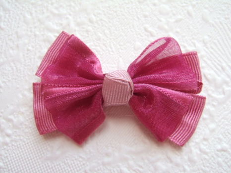 Grote grosgrain met organza strik ~ 6 cm ~ Mauve - 1