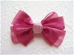 Grote grosgrain met organza strik ~ 6 cm ~ Mauve - 1 - Thumbnail