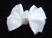 Grote grosgrain met organza strik ~ 6 cm ~ Wit - 1 - Thumbnail