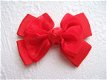 Grote grosgrain met organza strik ~ 6 cm ~ Rood - 1 - Thumbnail