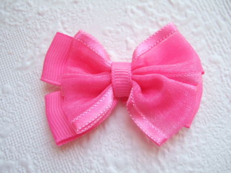 Grote roze grosgrain met organza strik ~ 6 cm - 1