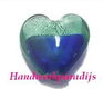 Glas Bead Hart Blue/Silver Foiled 16 x 15mm - 1 - Thumbnail