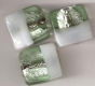 Glas Kraal Foiled Opal Silver/Green 9 x 9mm - 1 - Thumbnail