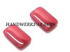 Glass Beads Plat Rood 19 x 12mm