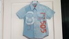 Carbone licht blauwe zomer blouse korte mouw Hawai print maat 116 nieuw - 1 - Thumbnail
