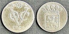 Halve zilveren VOC duit Holland 1759