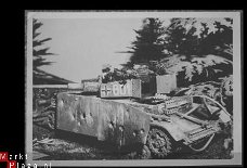 Foto van diorama met Duitse Panzer IV-tank WWII